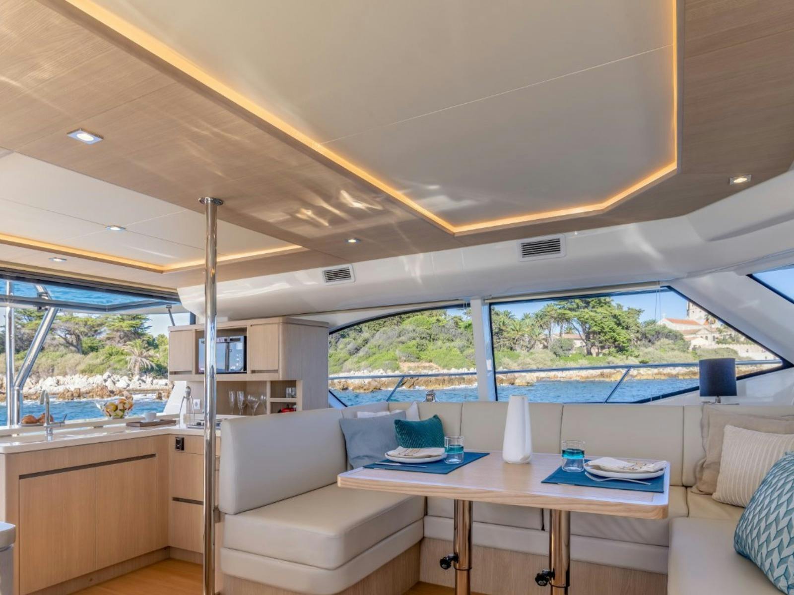 Photo of dining area inside the galley
