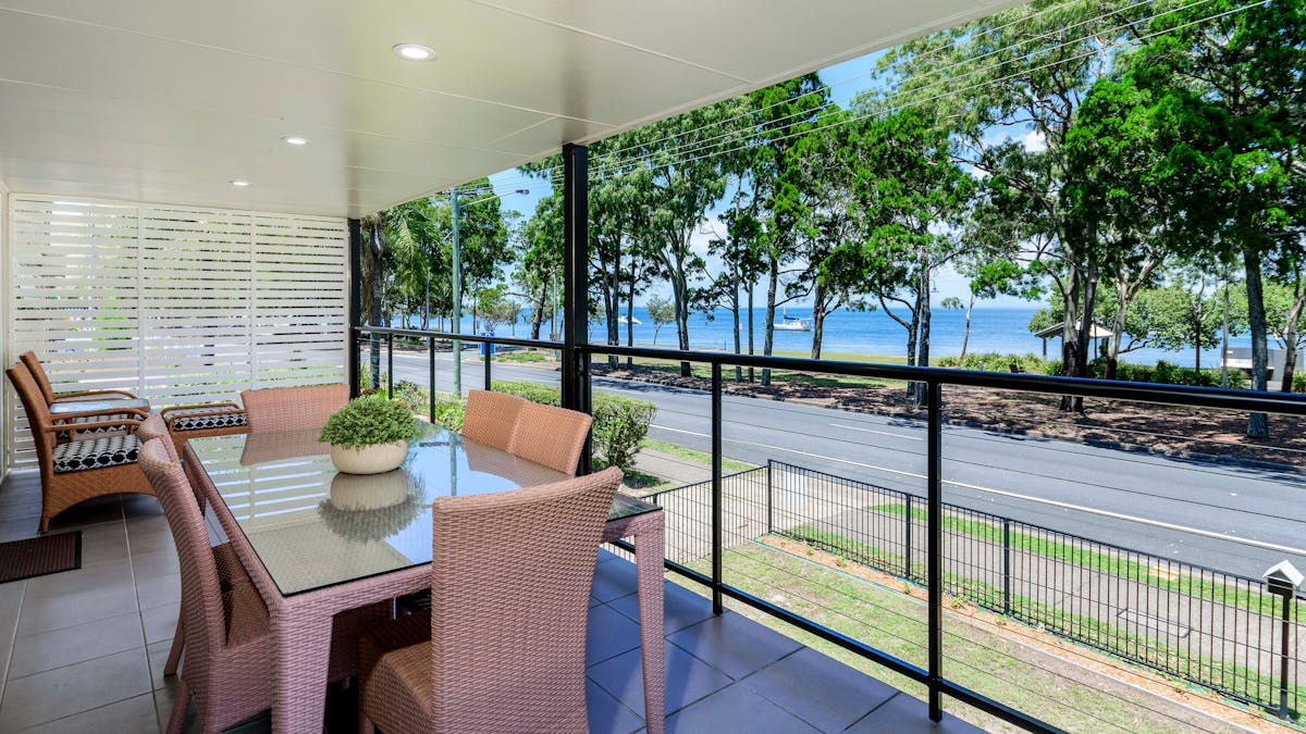 Balcony overlooking water