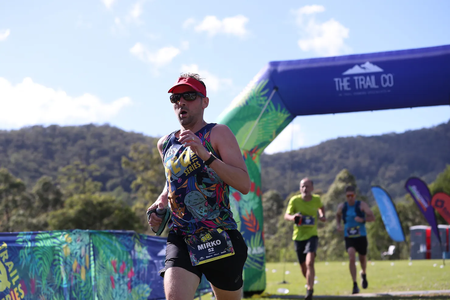 Trail runner at finish line