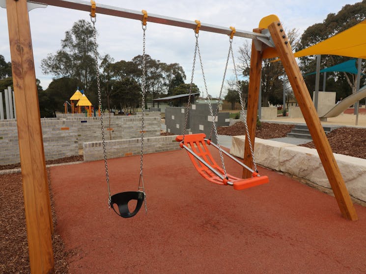 Swing set with disability chair