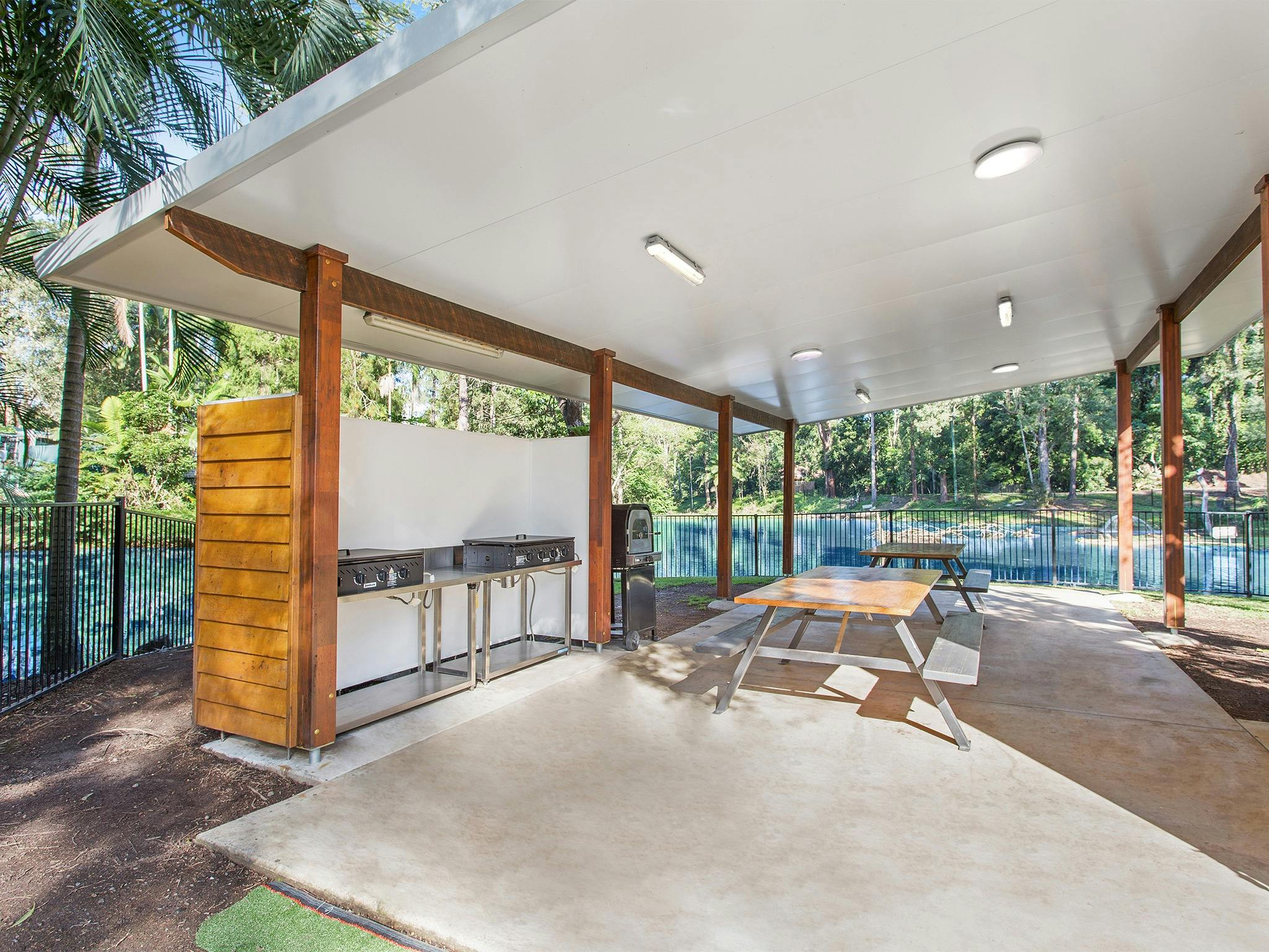 Our fabulous oudoor camp kitchen overlooking the dam