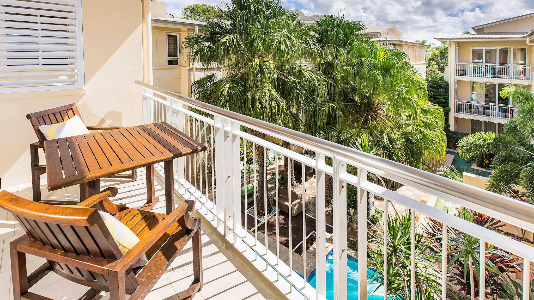The Sebel Noosa Balcony overlooking pool The Sebel Noosa Balcony overlooking pool