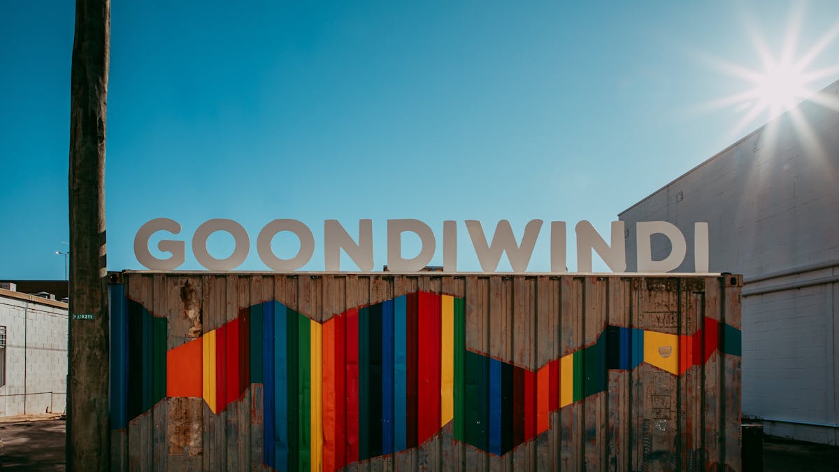 Photo of Large Goondiwindi Sign with rainbow art