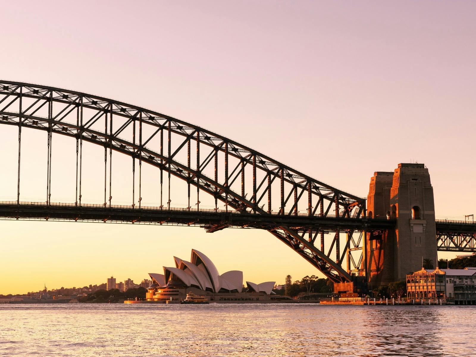 Sydney Harbour and Sydney Opera House at sunrise