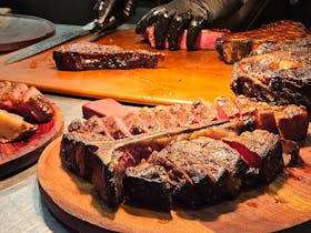 Coonawarra Experiences u2013 perfectly seared Mayura Station Wagyu steak sliced and ready to serve