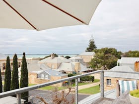 Balcony with sea views across Robe.