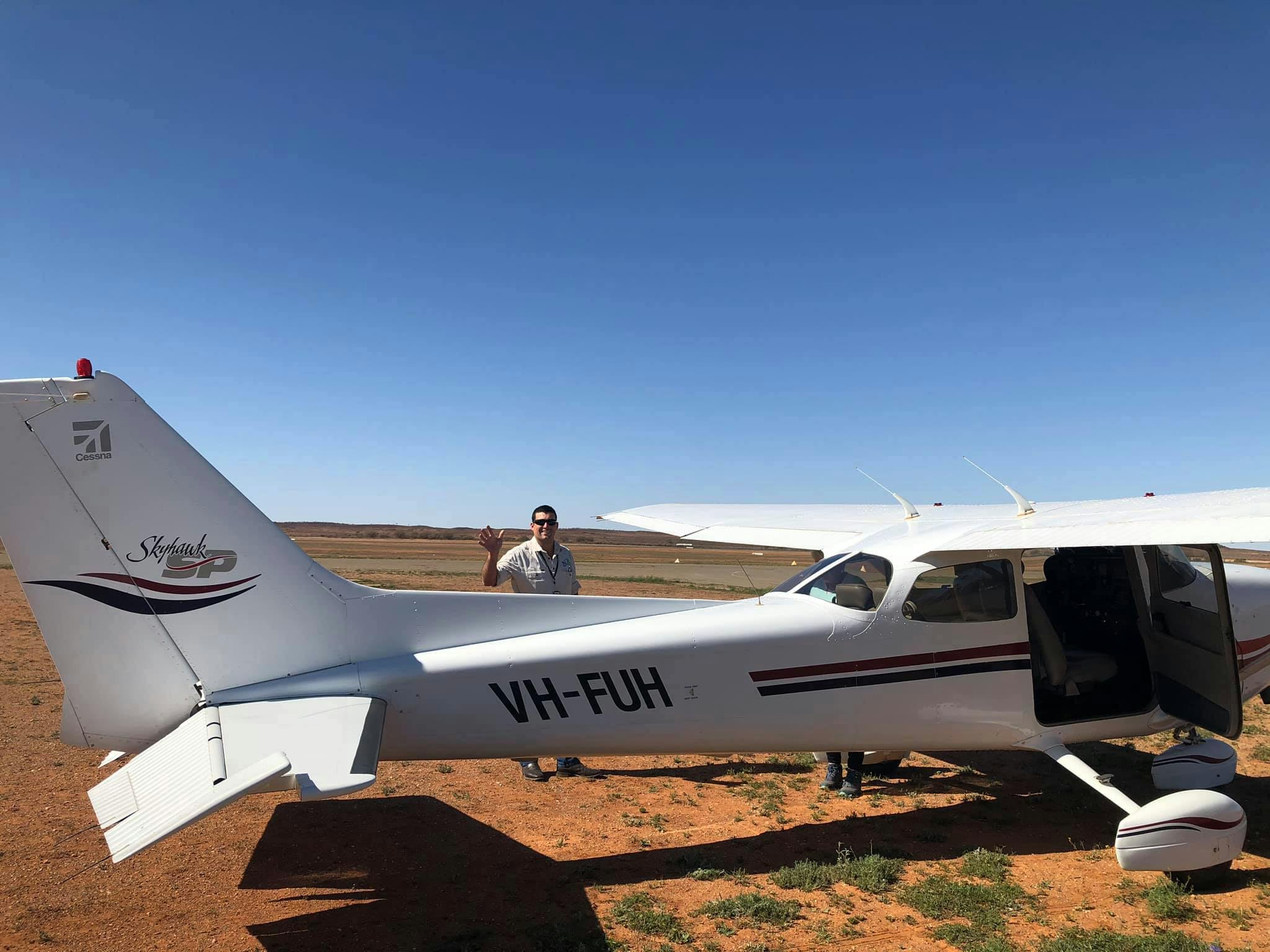 Chief pilot, Hugh, with our Cessna 172