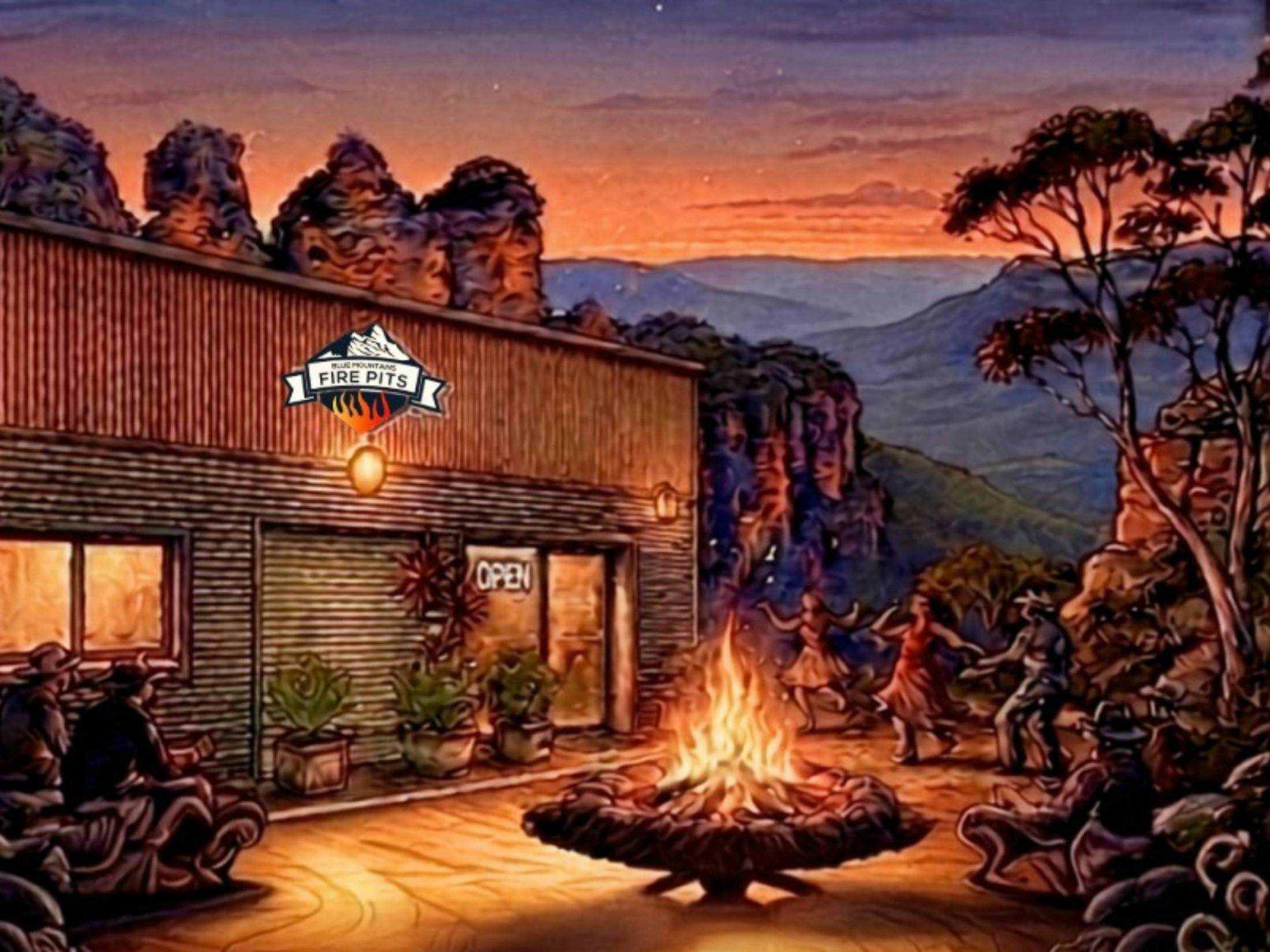 Blue Mountains Fire Pits mid mountains blues festival poster art