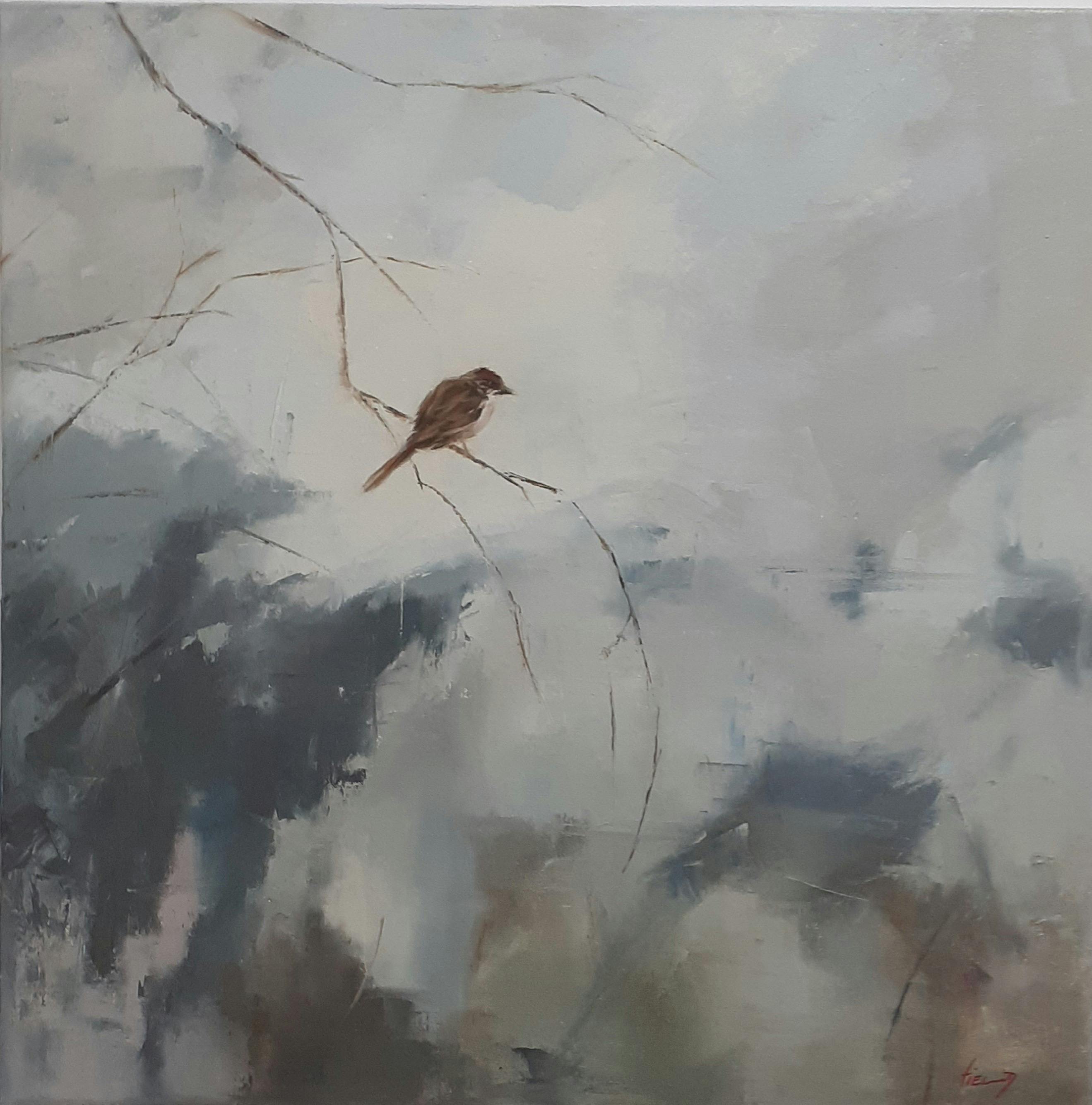 Painting of bird on branch
