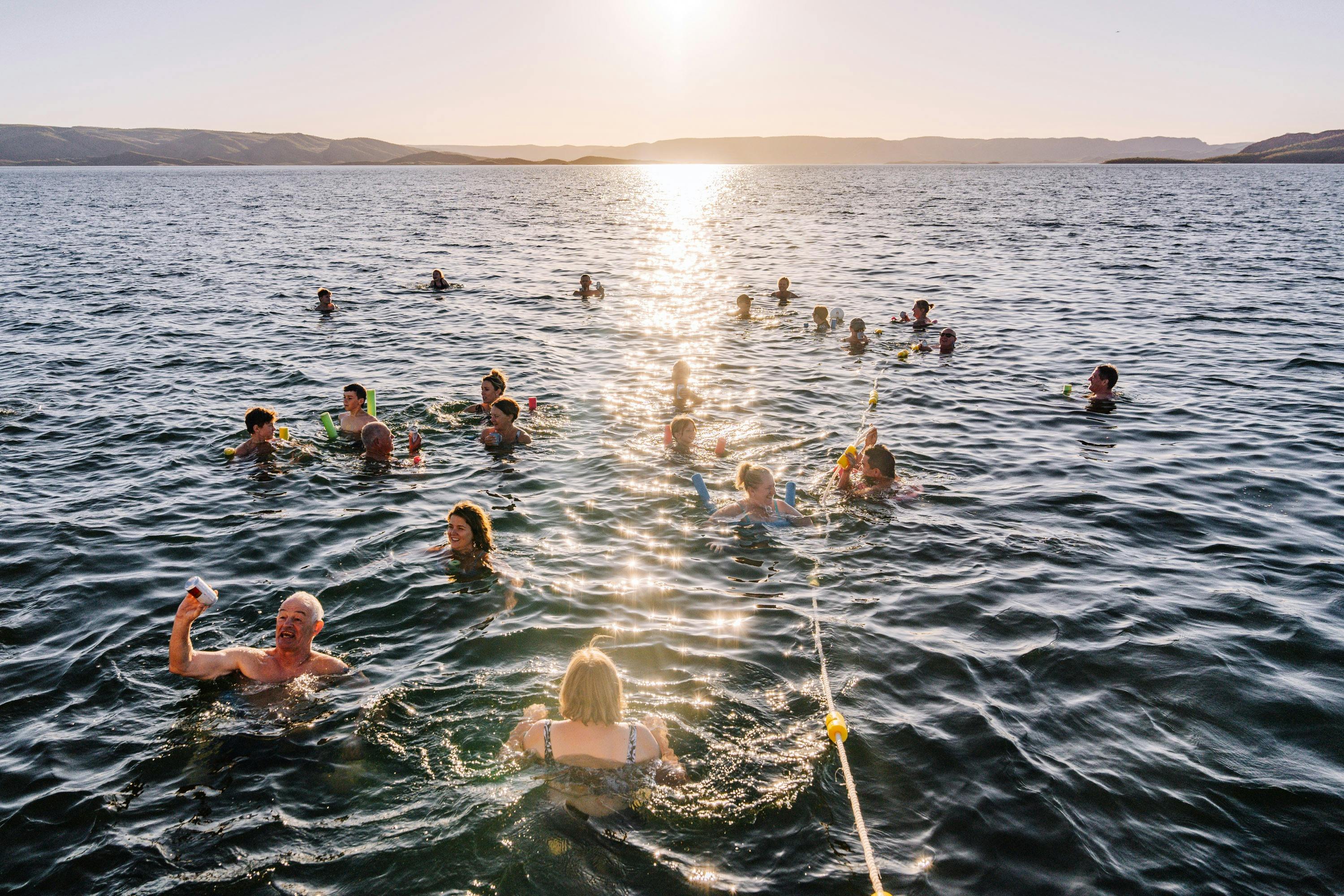 Enjoying a swim stop in Lake Argyle.