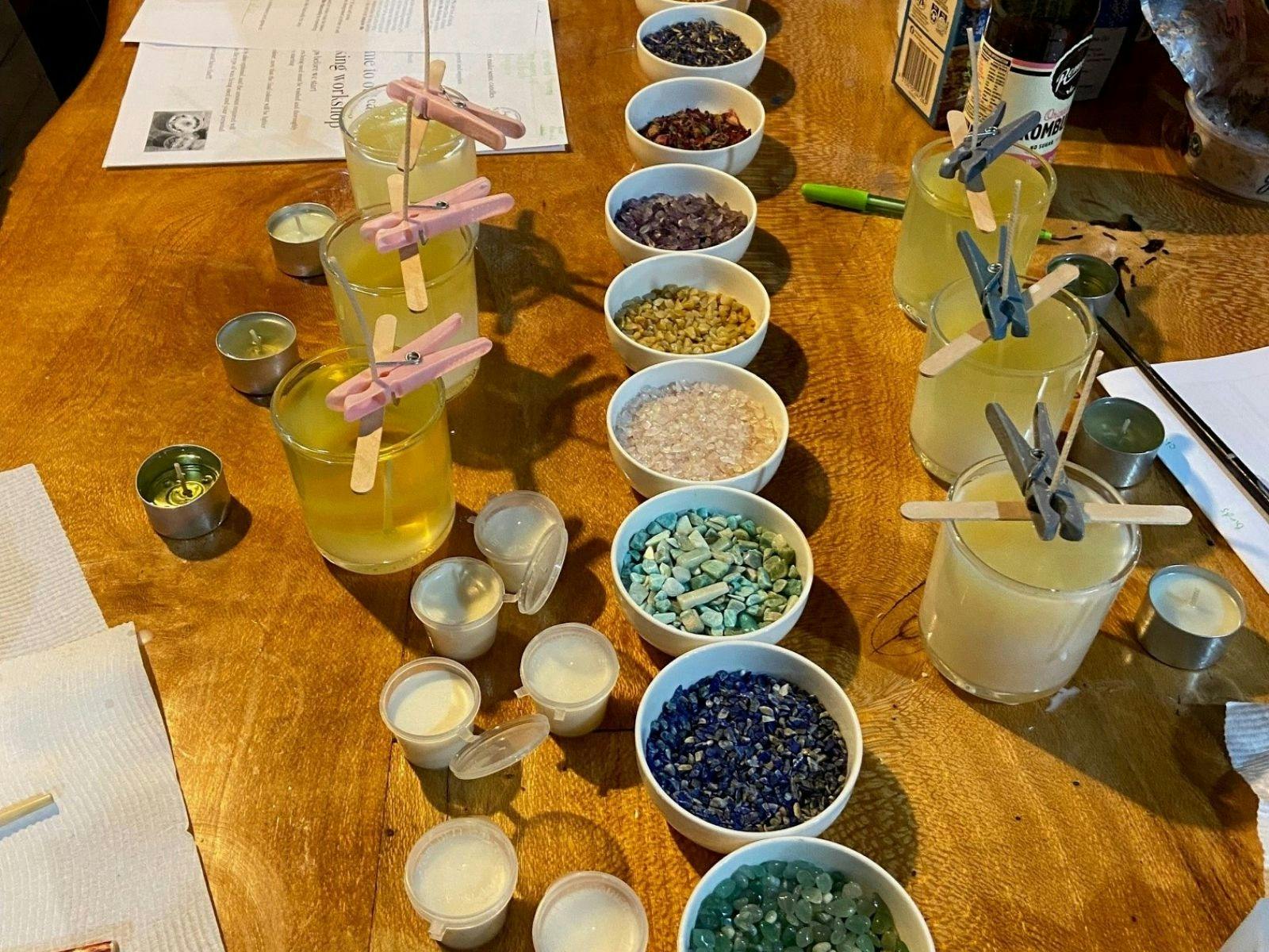Hen's Party in the Gold Coast Hinterland including Crystals & Botanicals: Soy Candle Making Class