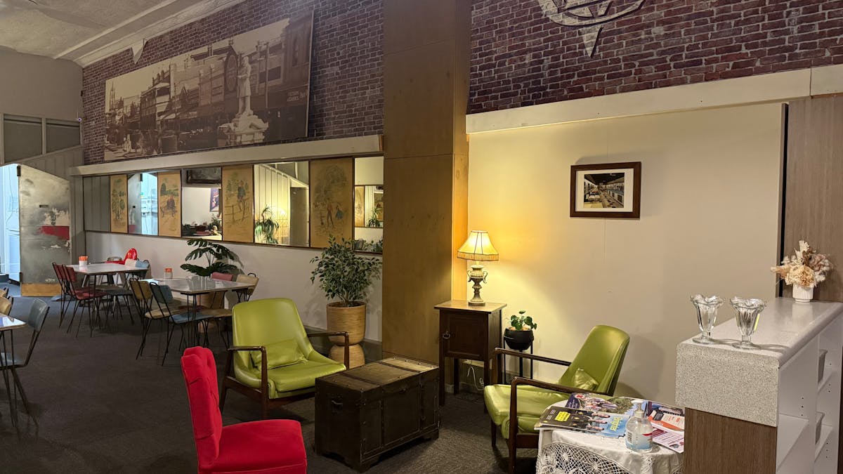 Small chairs and newspapers corner