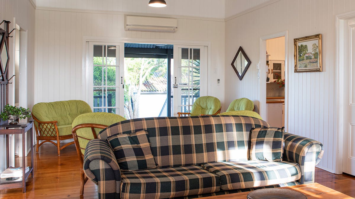 Open plan living space in heritage cottage Open plan living space in heritage cottage