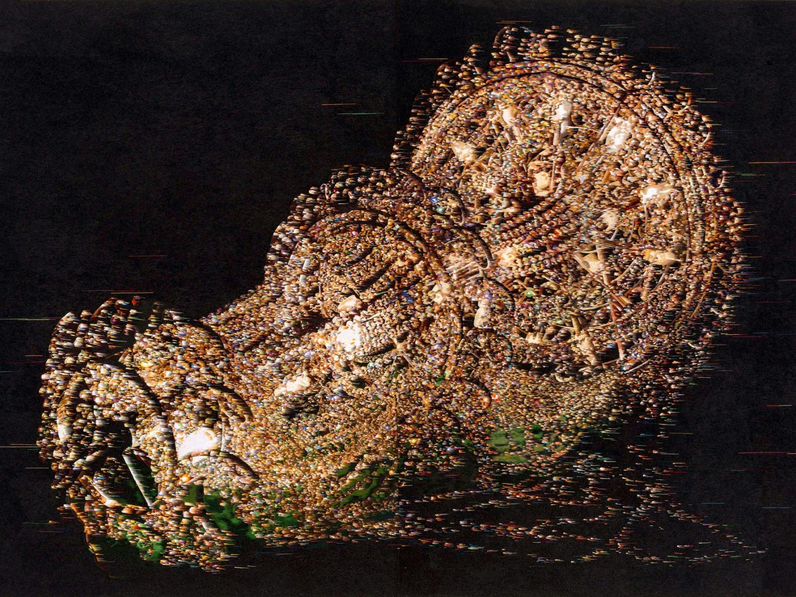 Chandelier lit up on the floor