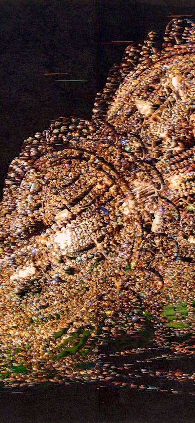 Chandelier lit up on the floor