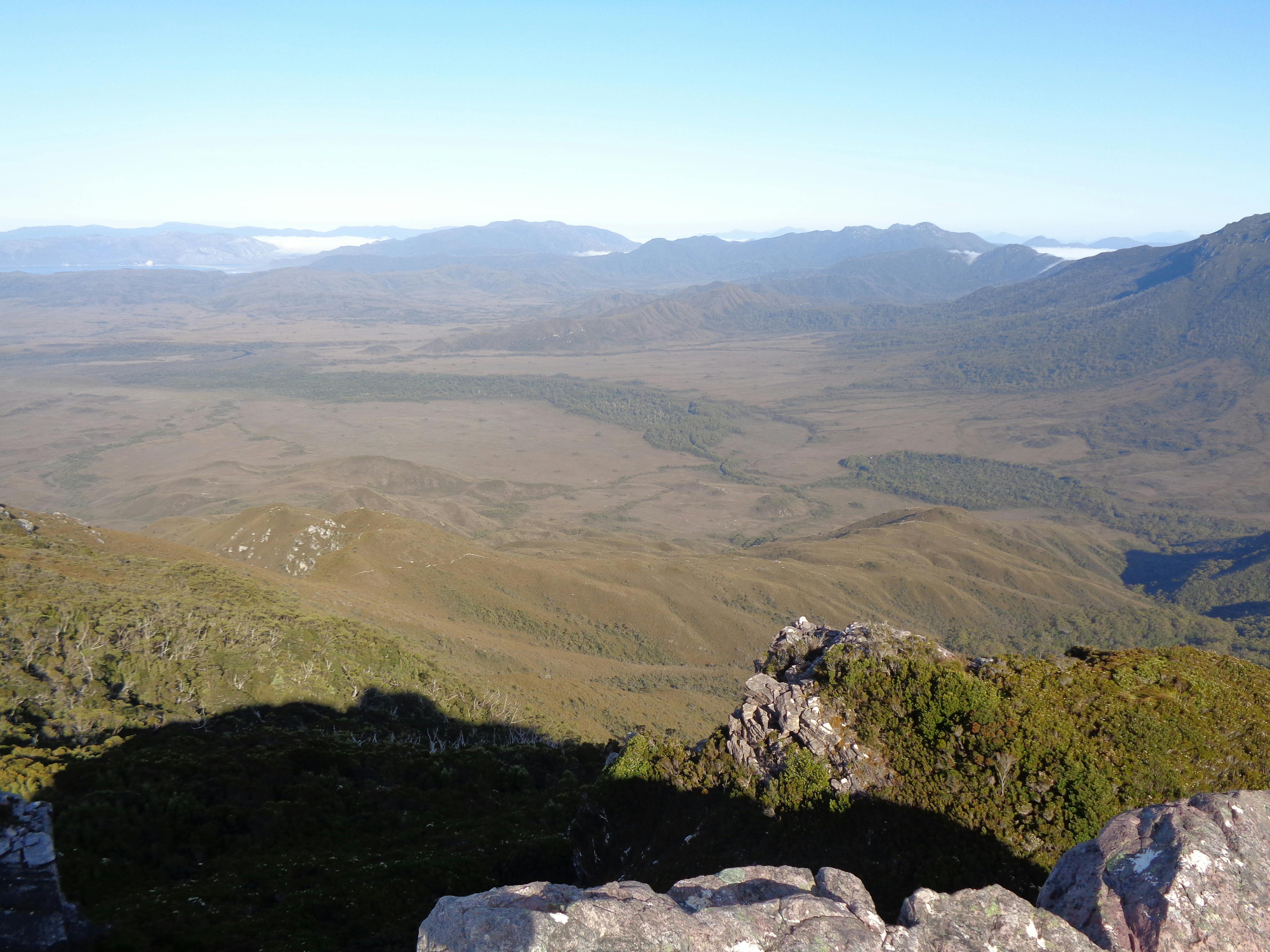 View from The Ironbound Range on the South Coast Track Tasmania - looking back towards Louisa Bay