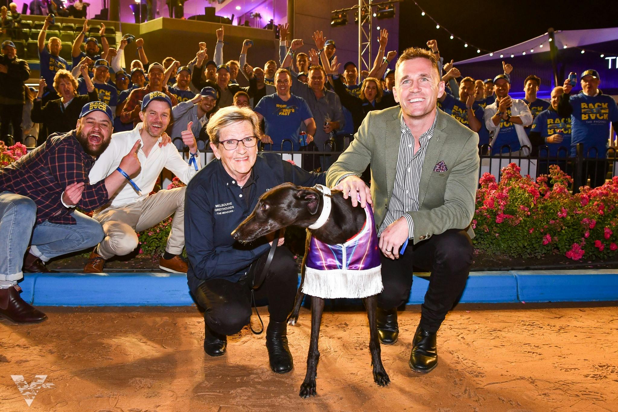 AFL great Joel Selwood pictured with Phoenix winner Wow She's Fast at The Meadows in 2022