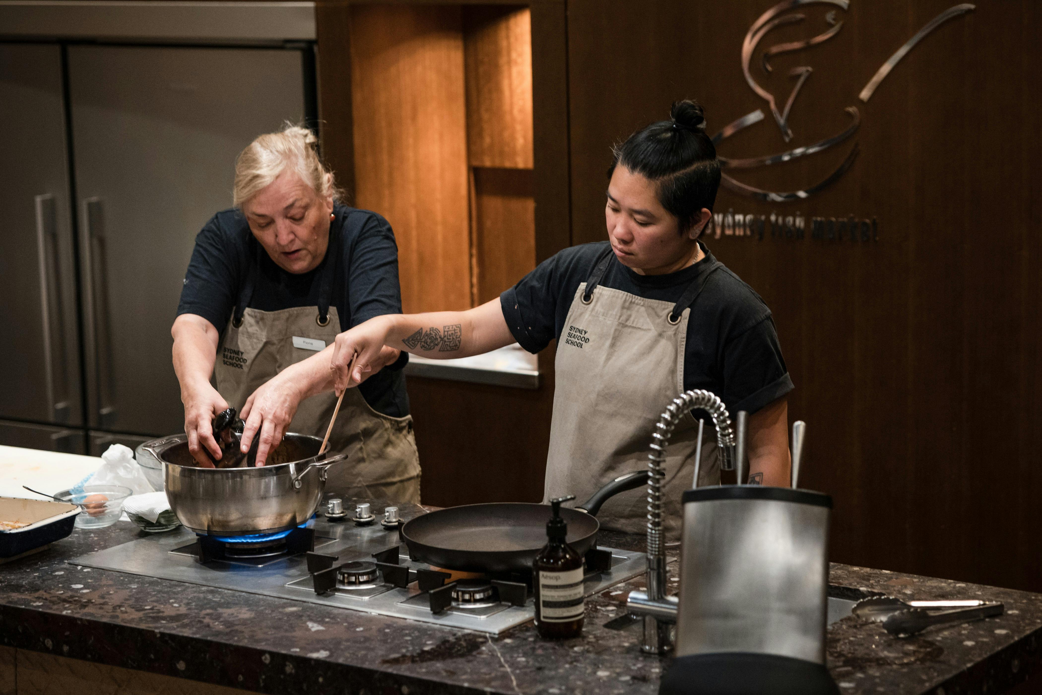 cooking demonstration by two chefs