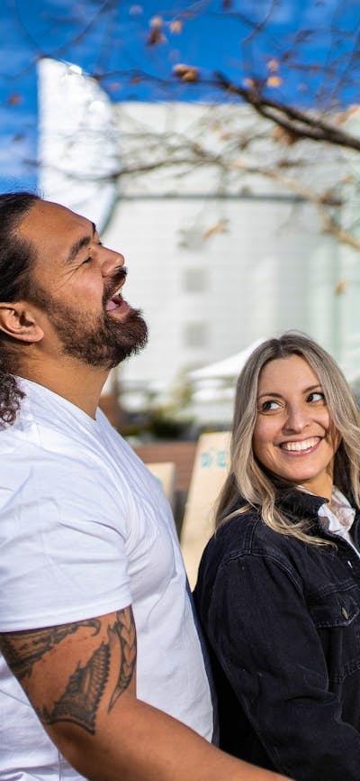 People standing in the Rear Science Terrace at Questacon