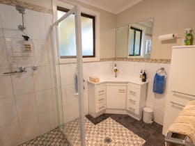 The bathroom has all essential requirements ie soap, shampoo etc etc