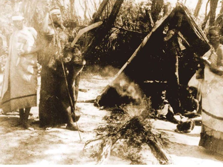 Picture early Indigenous camp