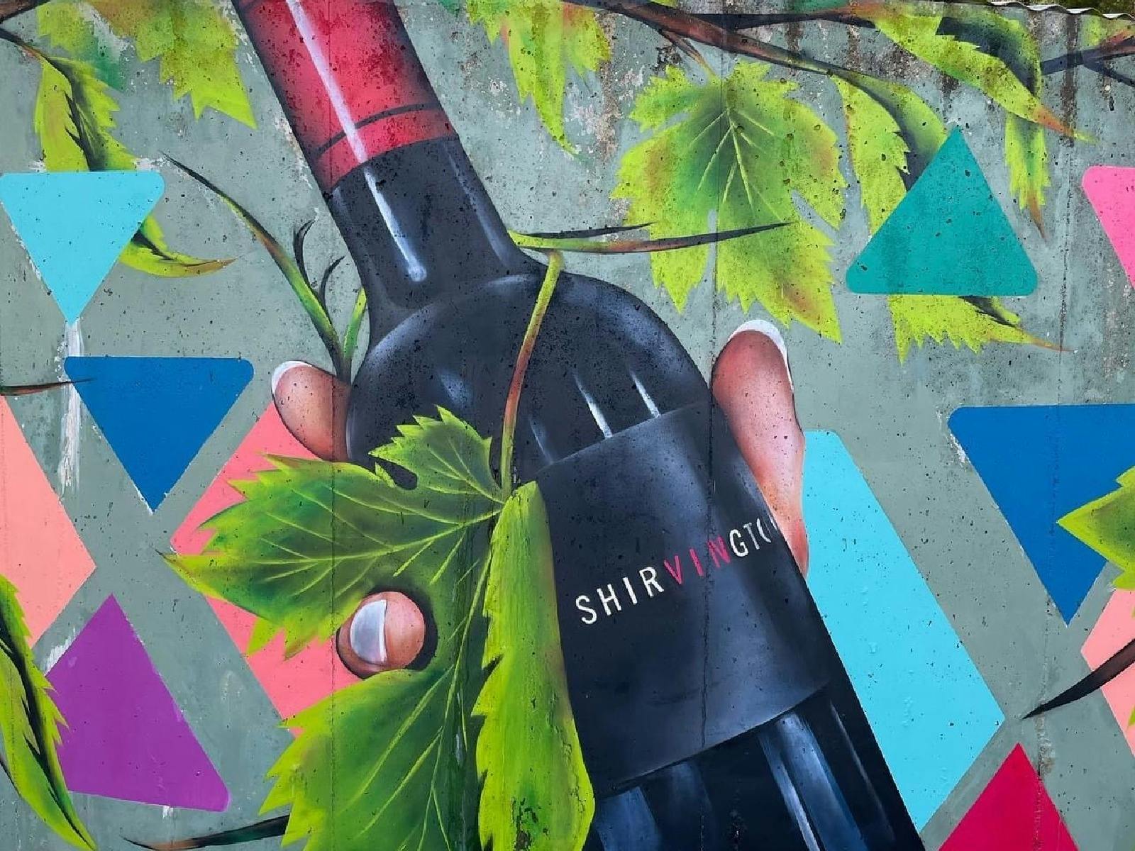painted with wine bottle