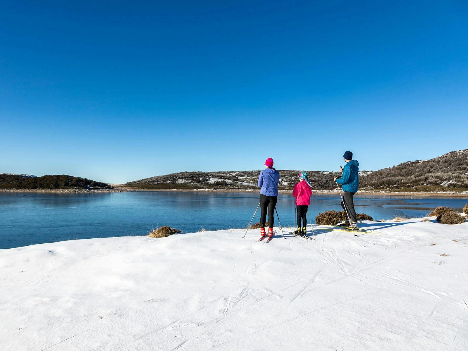 Lake side cross country skiing