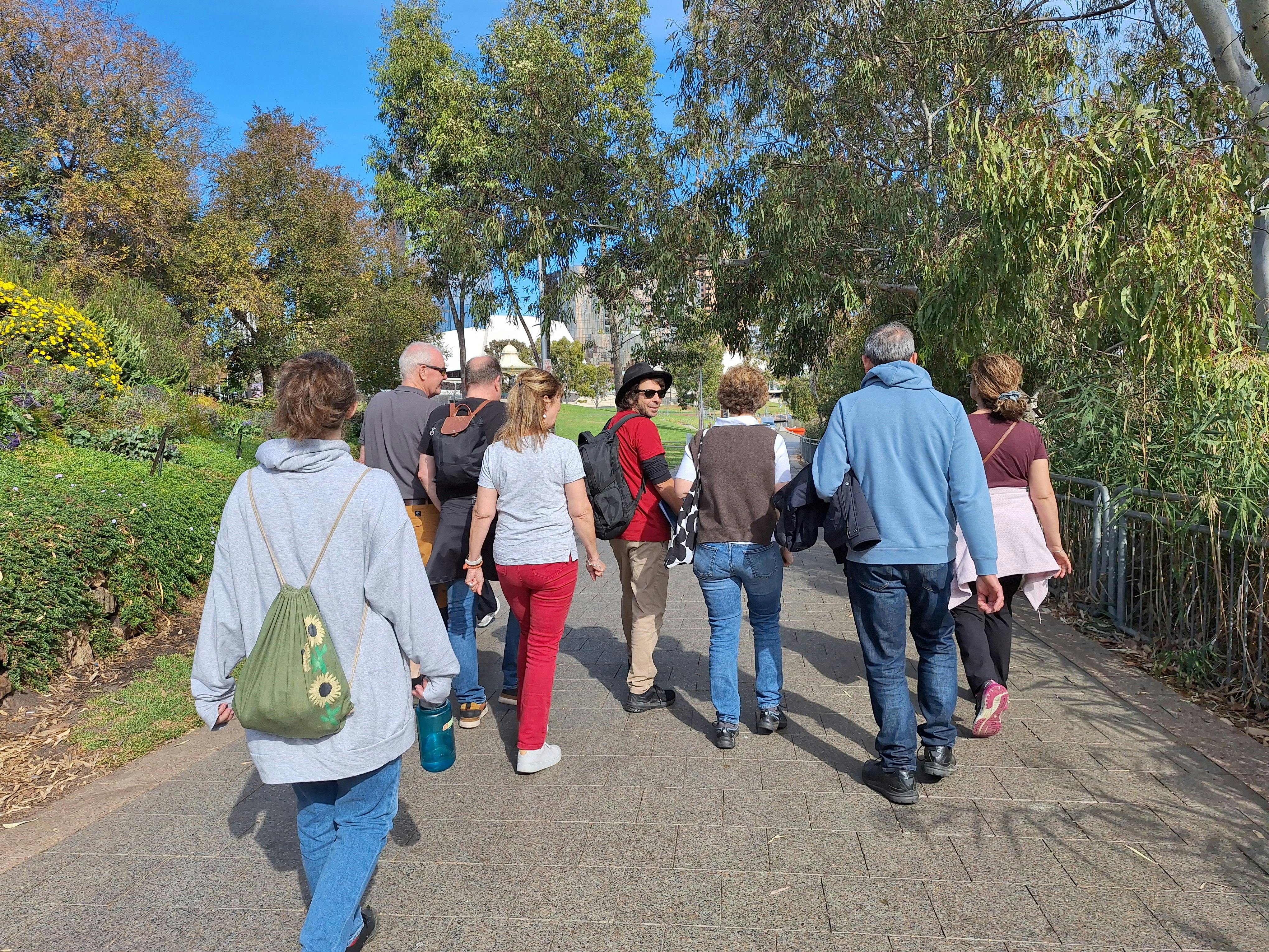 Walking down to river torrens