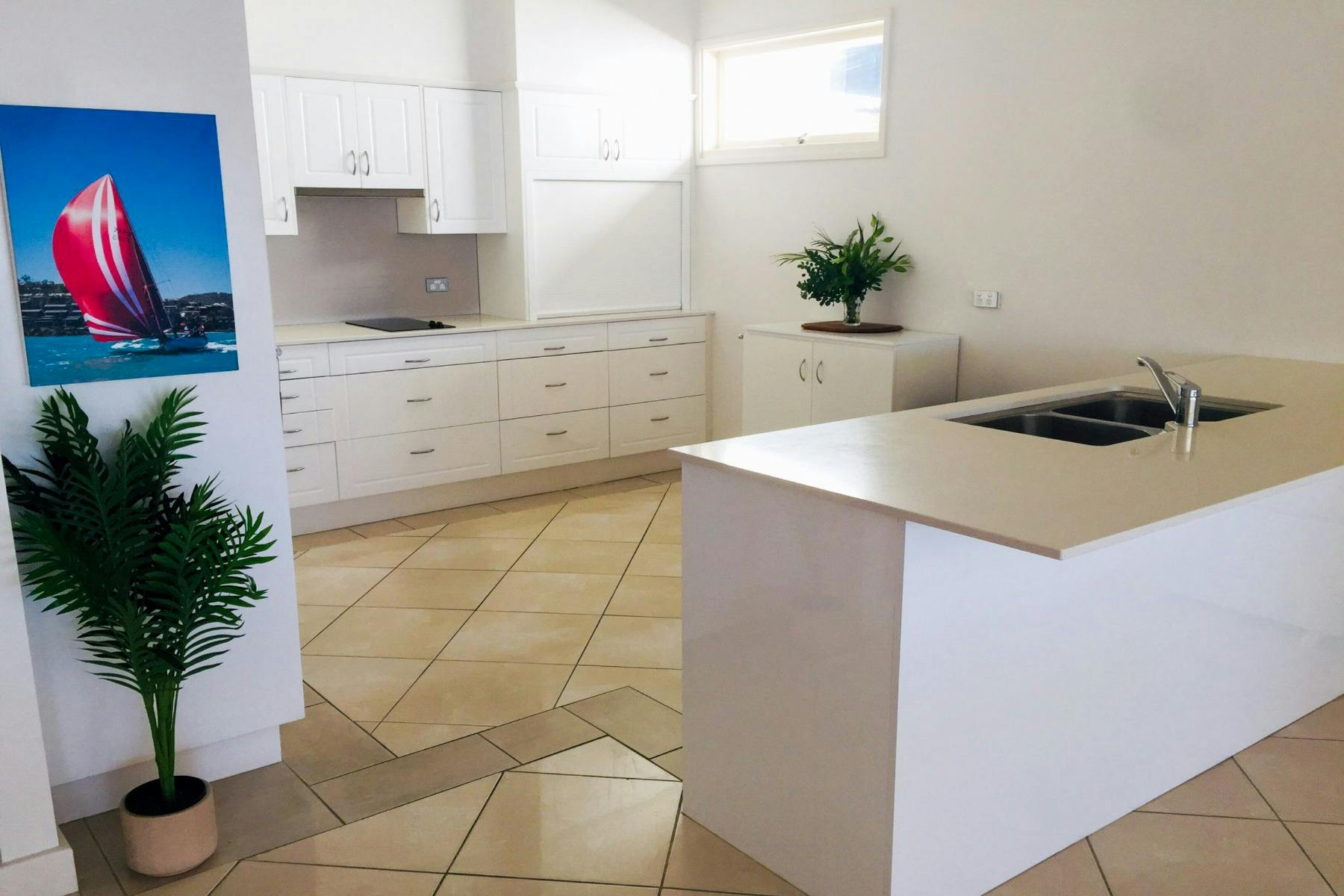 A fully equipped kitchen