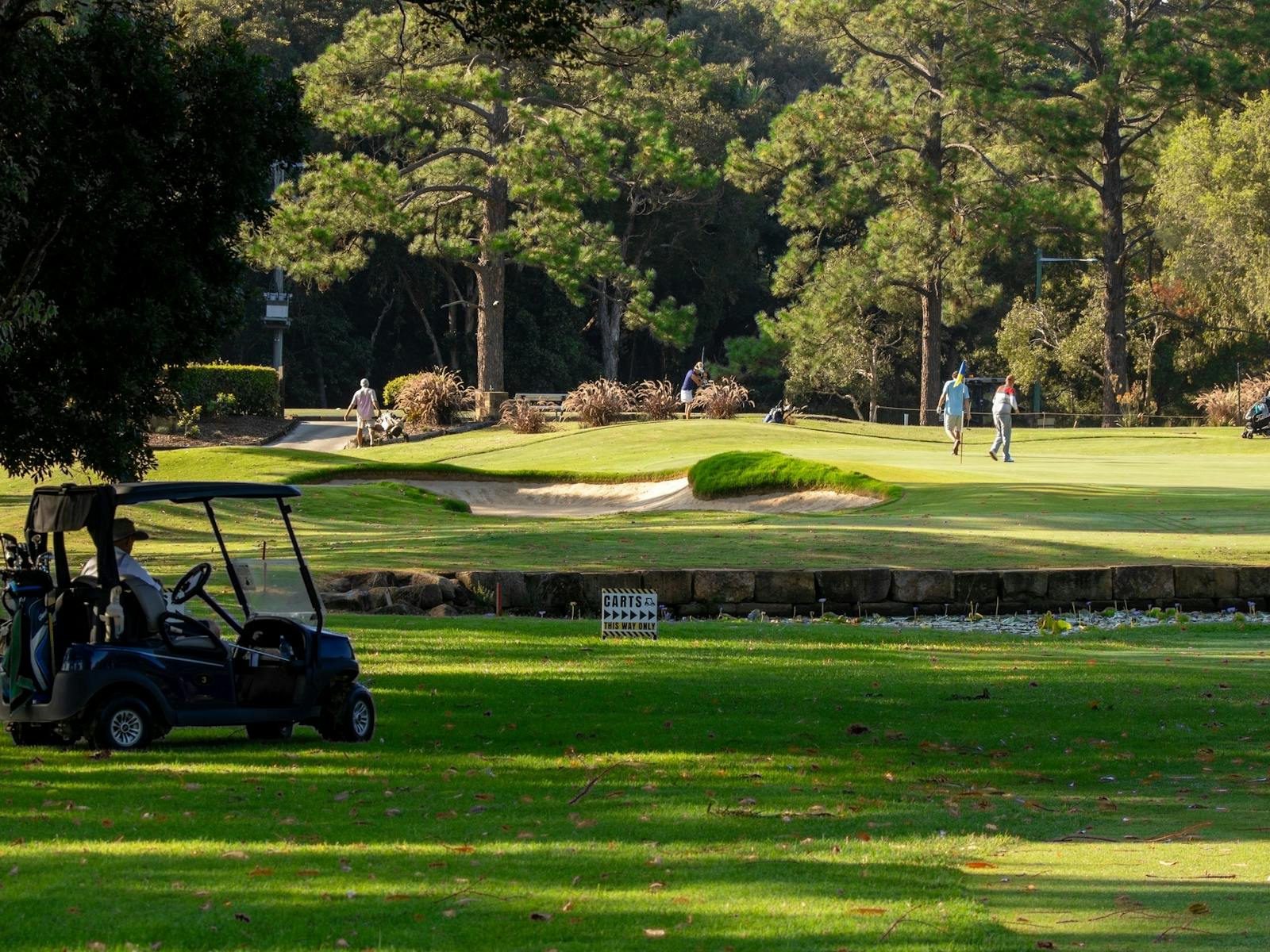 Photo of Ballina Golf Course with Golf Buggy in foreground