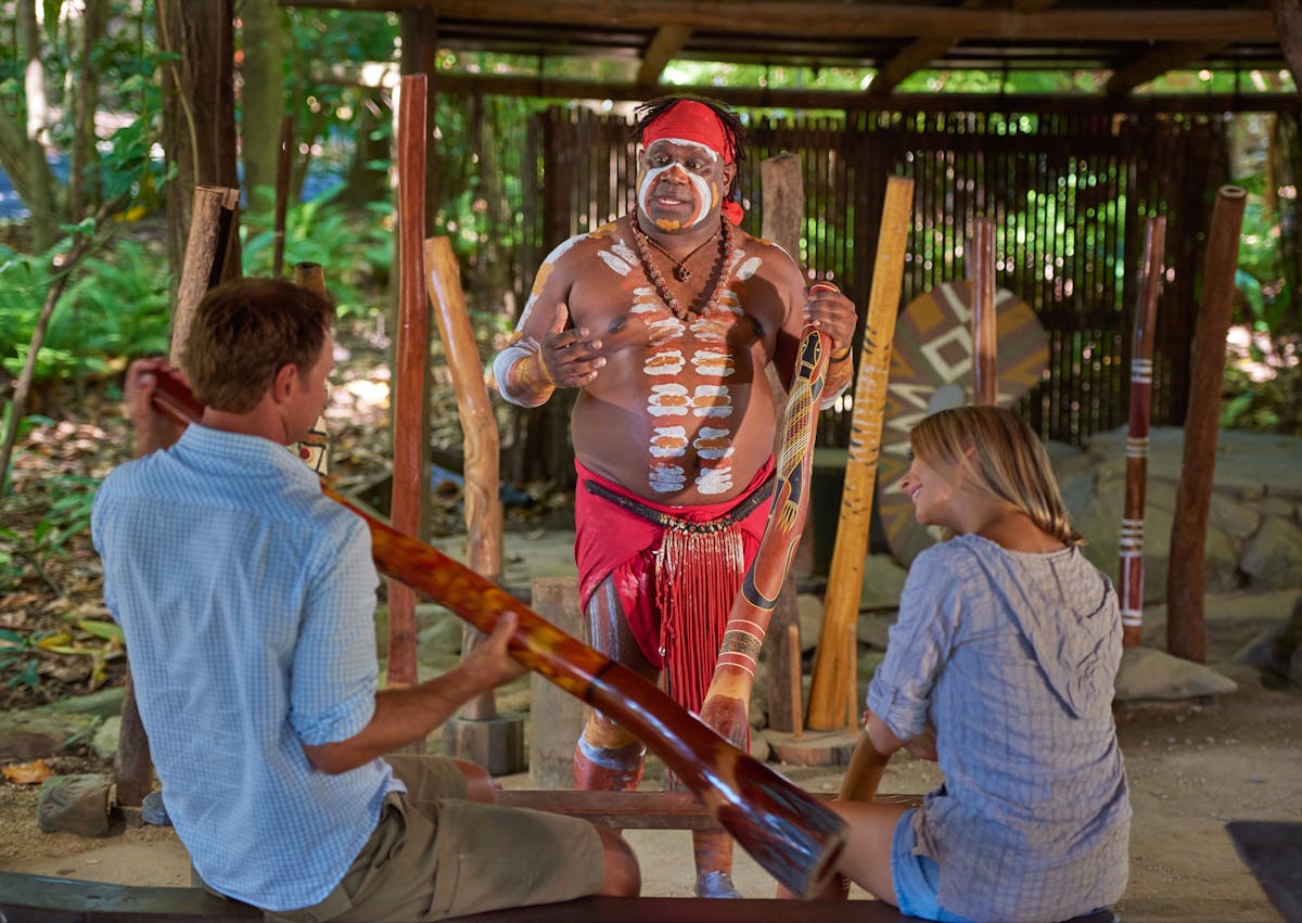 Traditional instrument didgeridoo playing