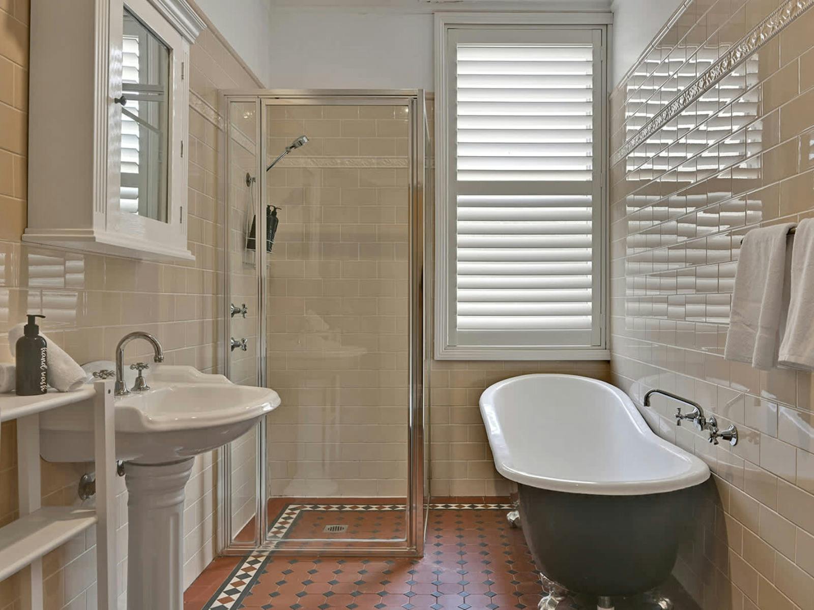 Bathroom with shower, bath and vanity