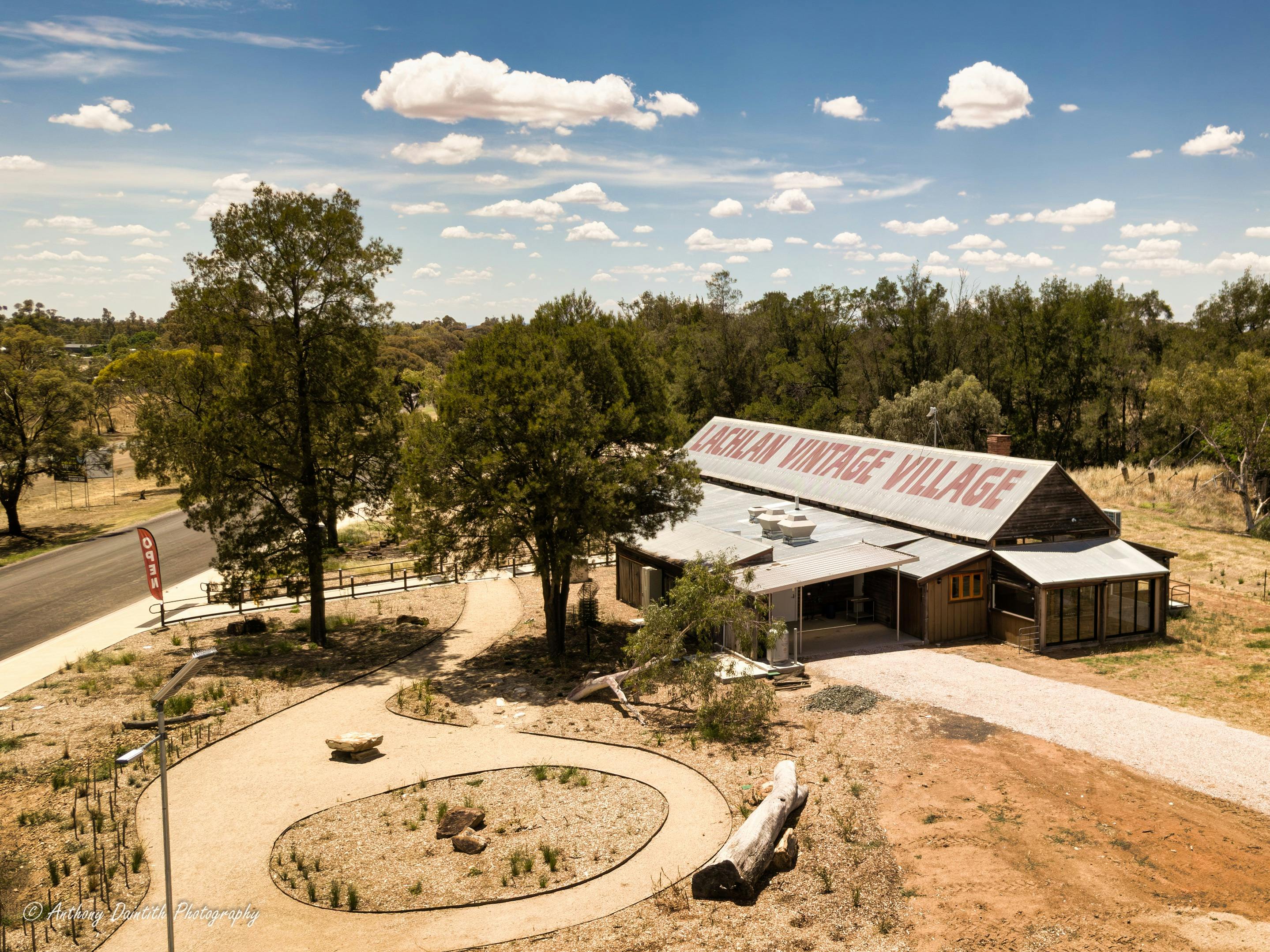 Airel shot of Forbes Information Centre, Lachlan Vintage Village