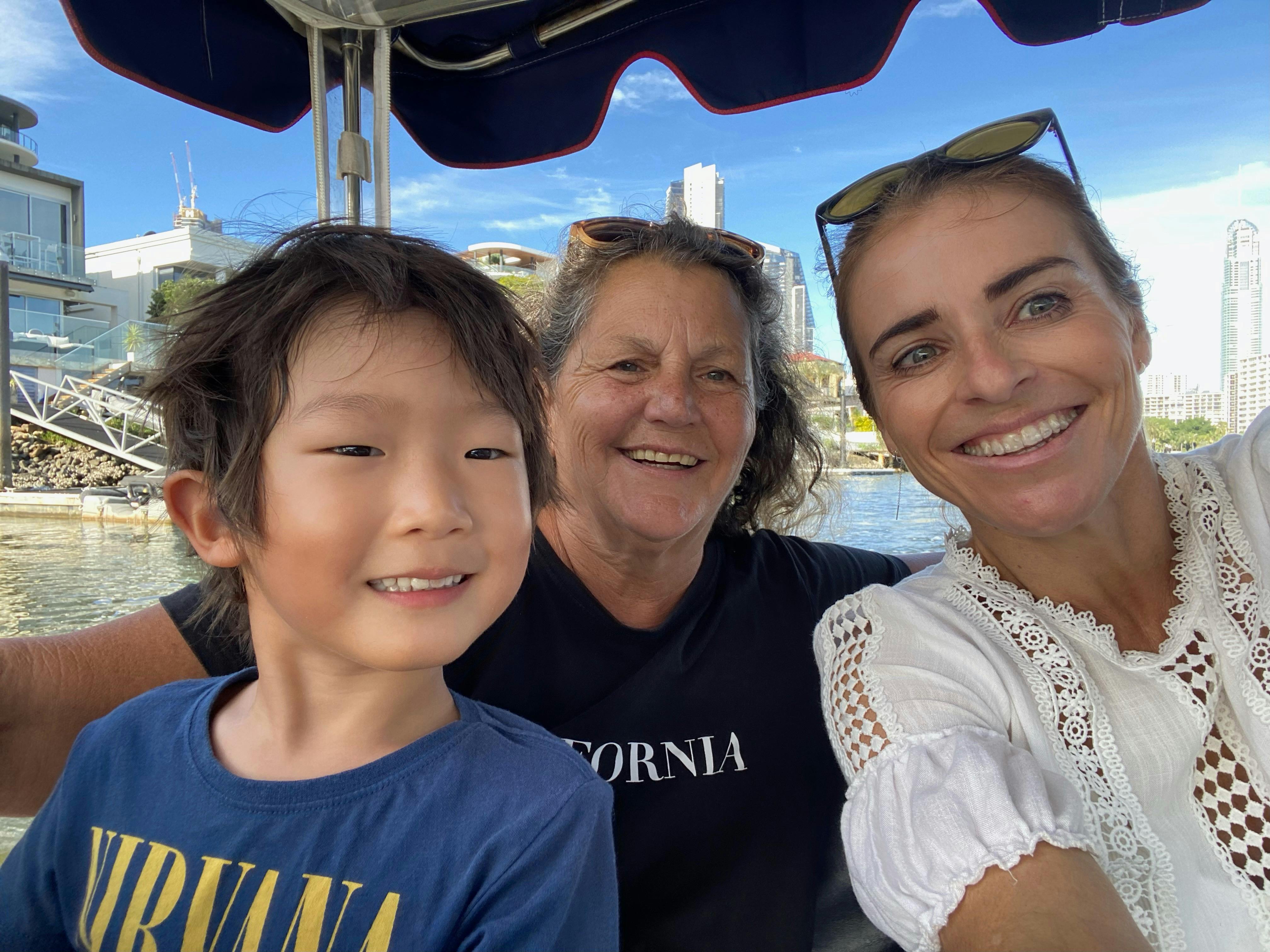 Duffy Boats with Family Onboard a Boat