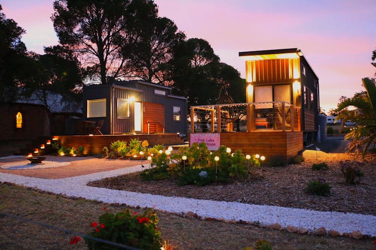 The Pink Lake Tiny House hosted overnight experience with Korean BBQ, campfire and star talk.
