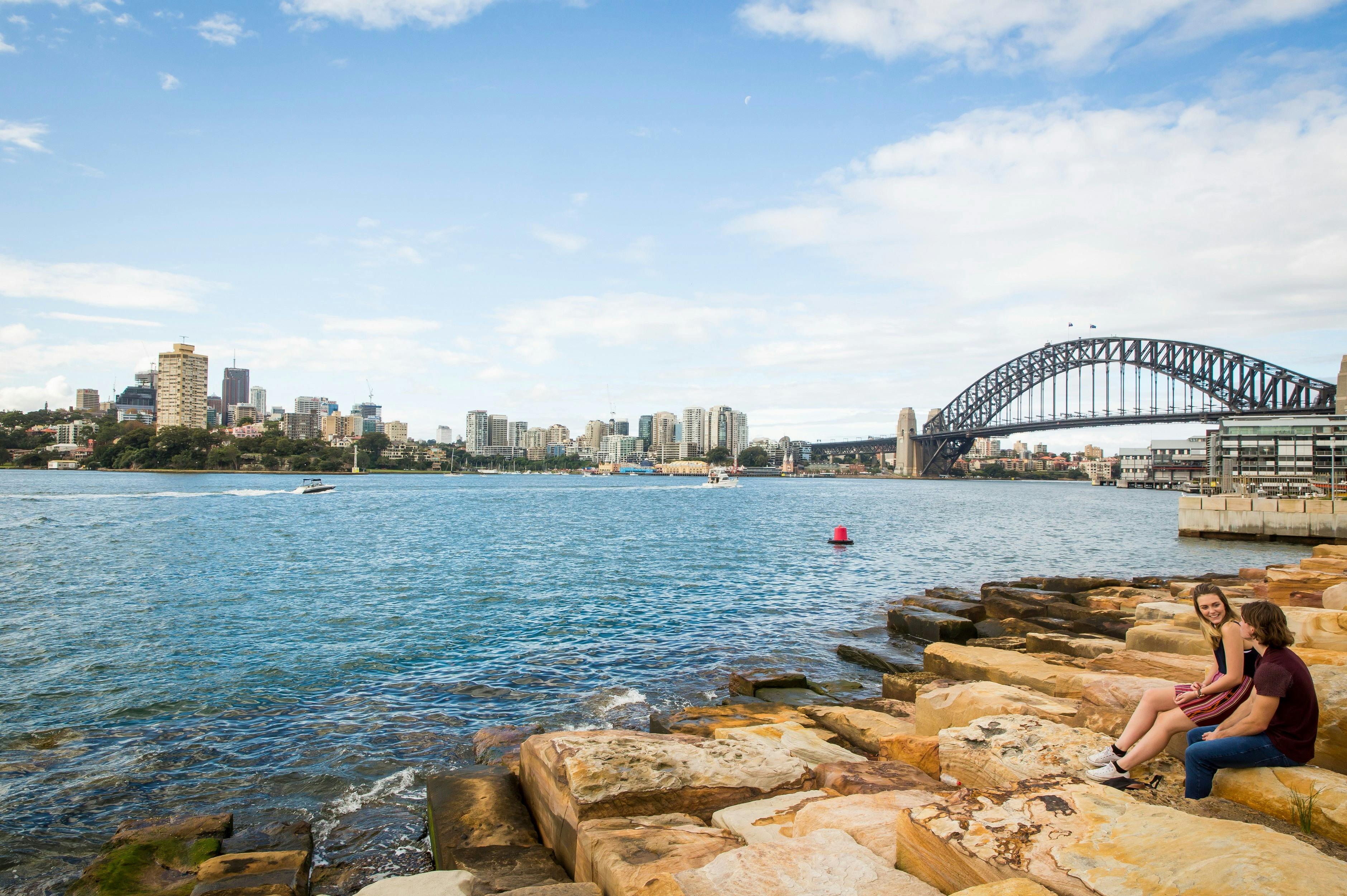 Couple enjoying the views from Barangaroo Reserve, Barangaroo