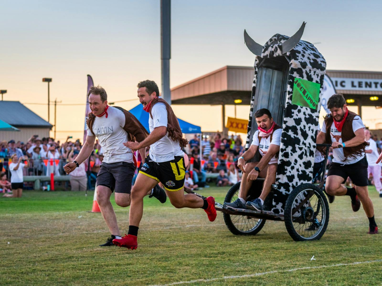 Competitors racing in Australian Dunny Derby Competitors racing in Australian Dunny Derby