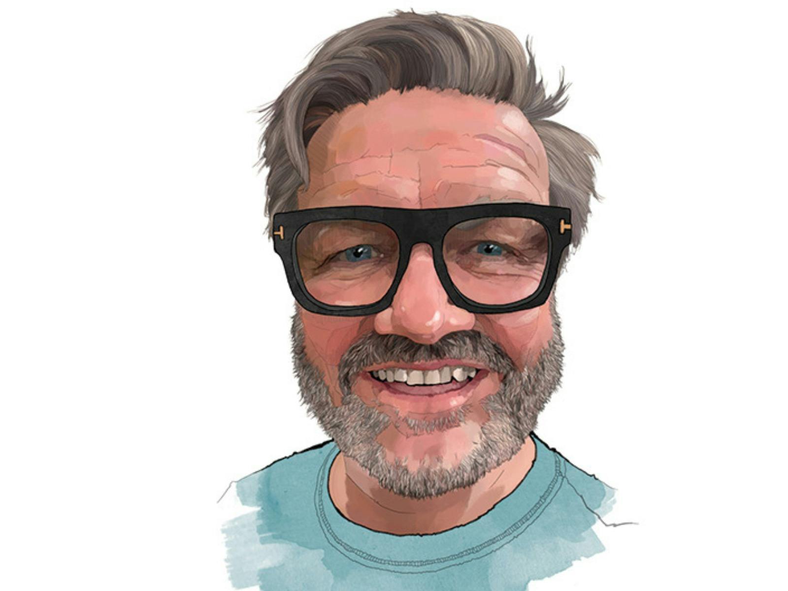 Drawing of man with glasses