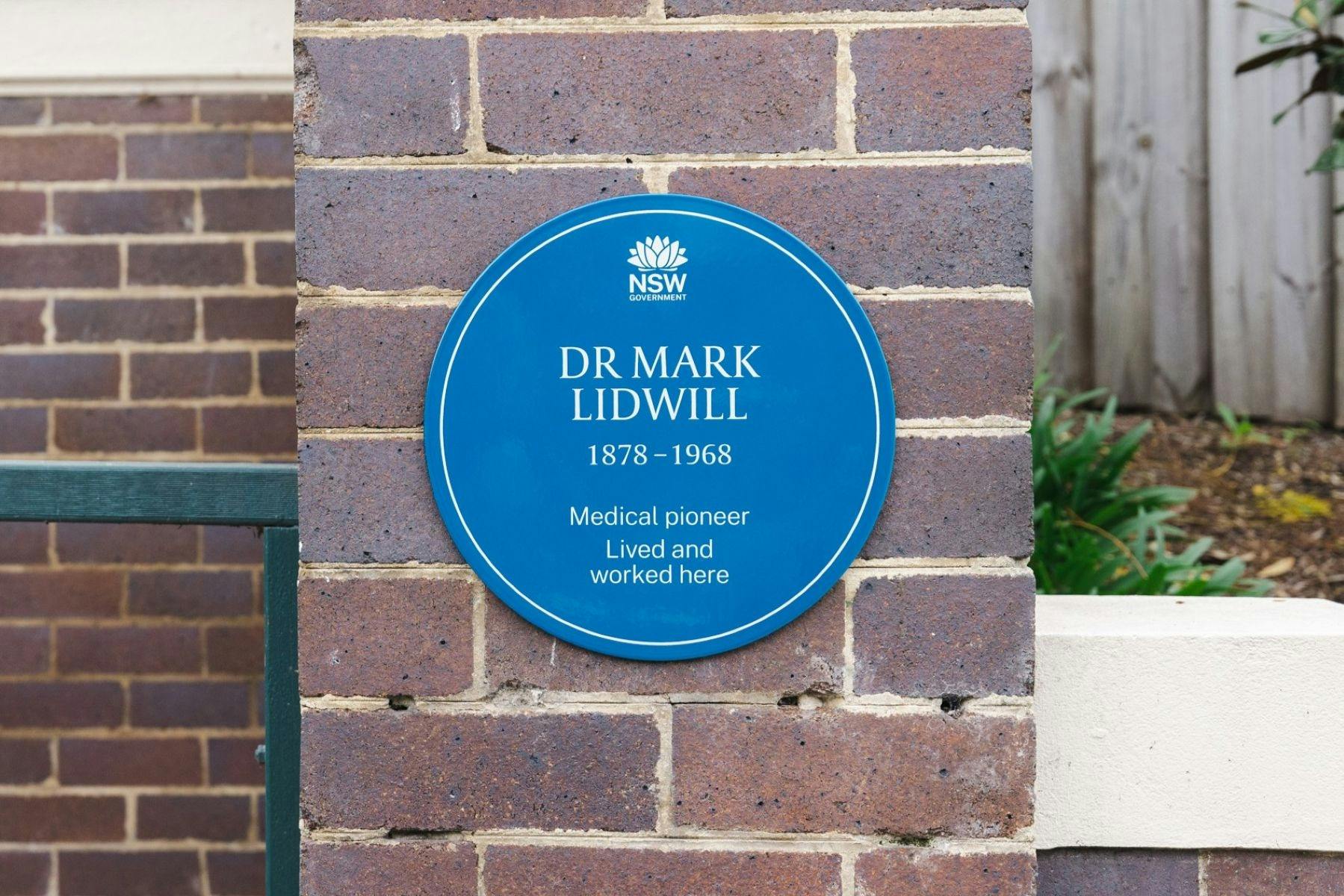 Dr Mark Lidwill Blue Plaque