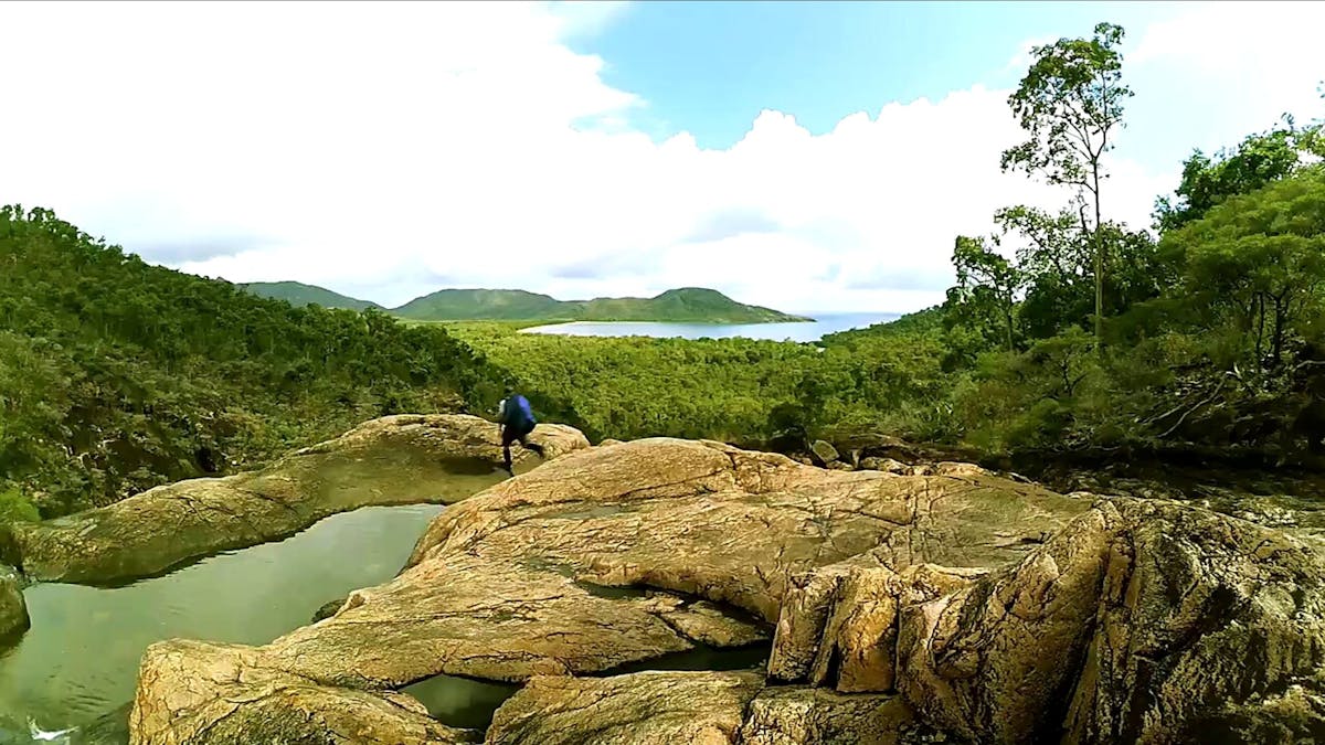 Cool off at the top - Thorsborne trail, Hinchinbrook Island