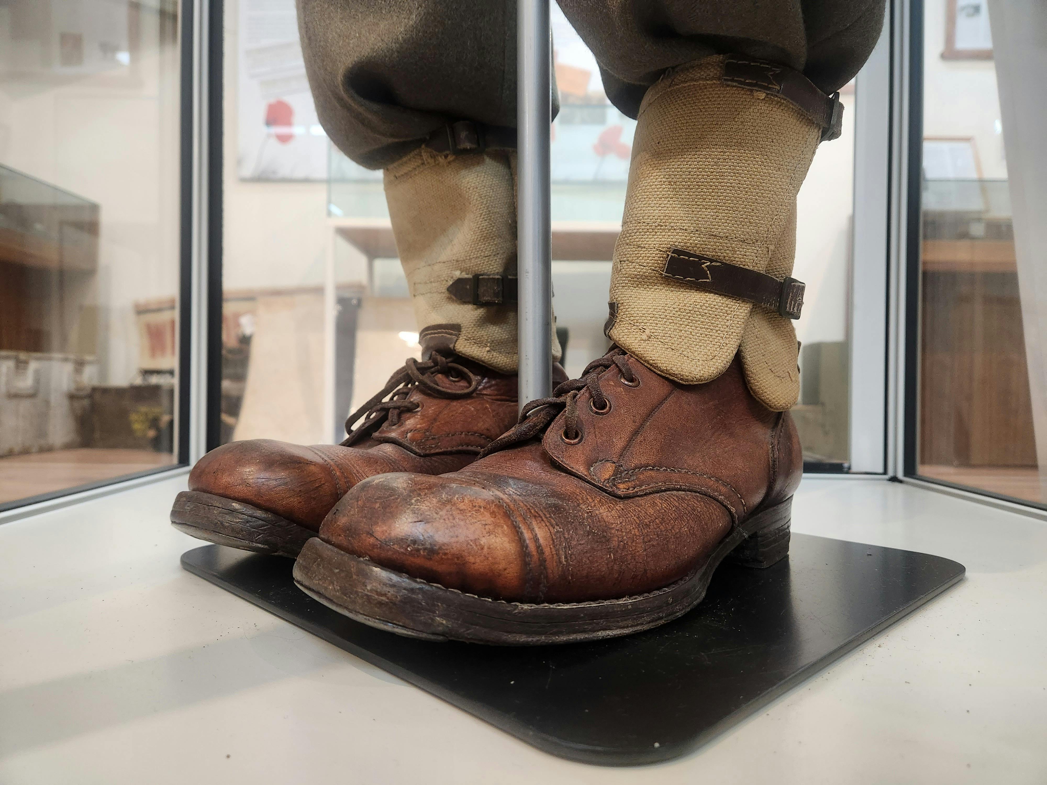 A pair of leather boots from World War 1