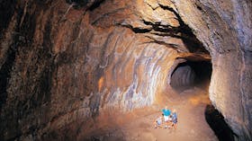 Tour group inside lava tube.