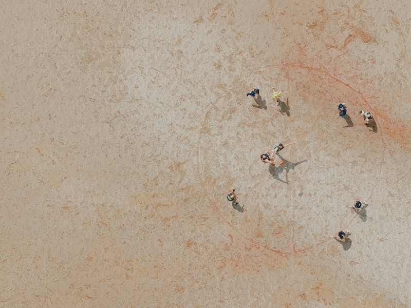 A drone shot of the first bounce of a football match on Queenstown’s gravel oval.