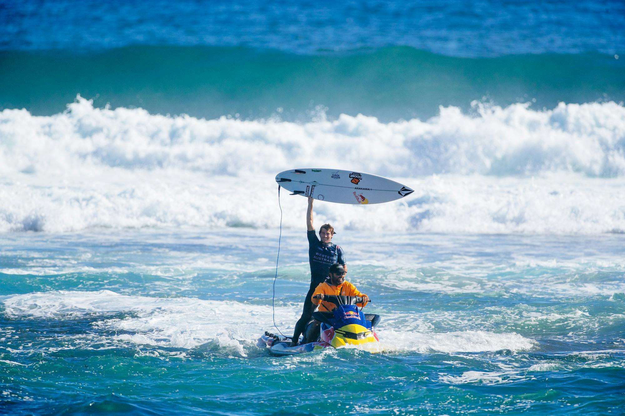 Red Bull surfer Jack Robinson on a jetski