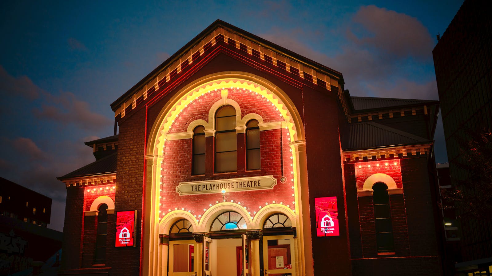 Front of The Playhouse in the Evening