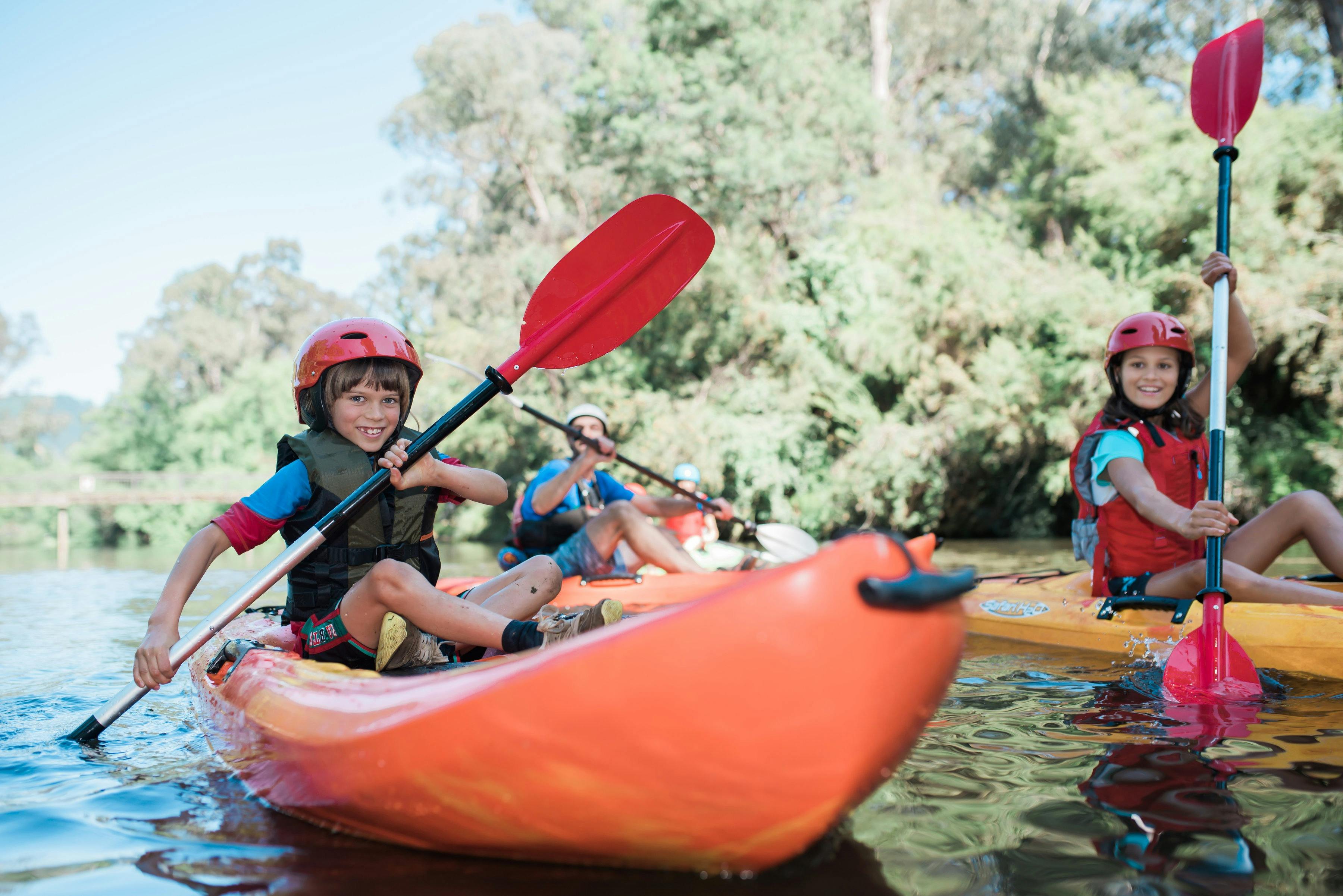 Young boy on kayak