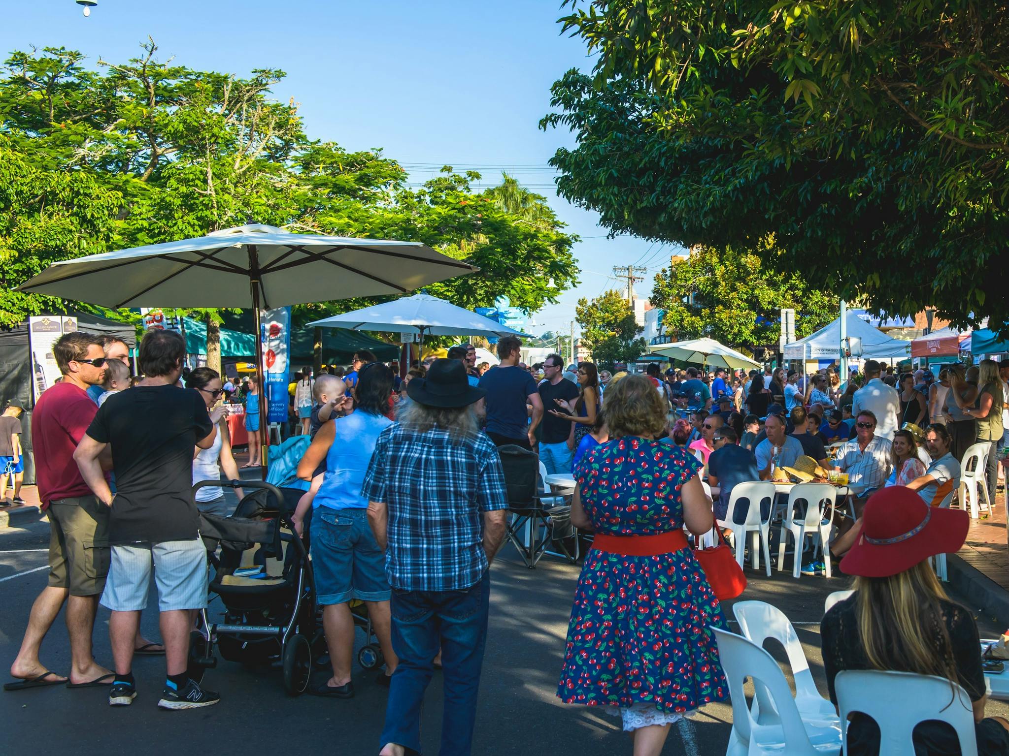 Crowds wandering through Eat The Street