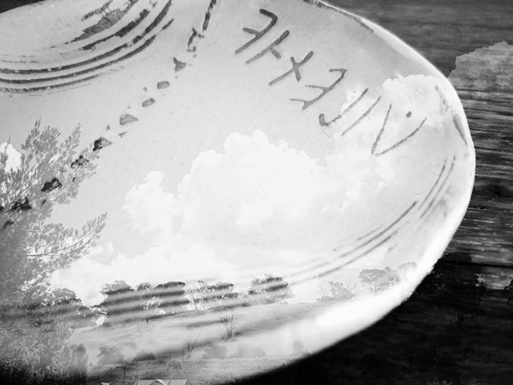 Ceramic bowl with writing
