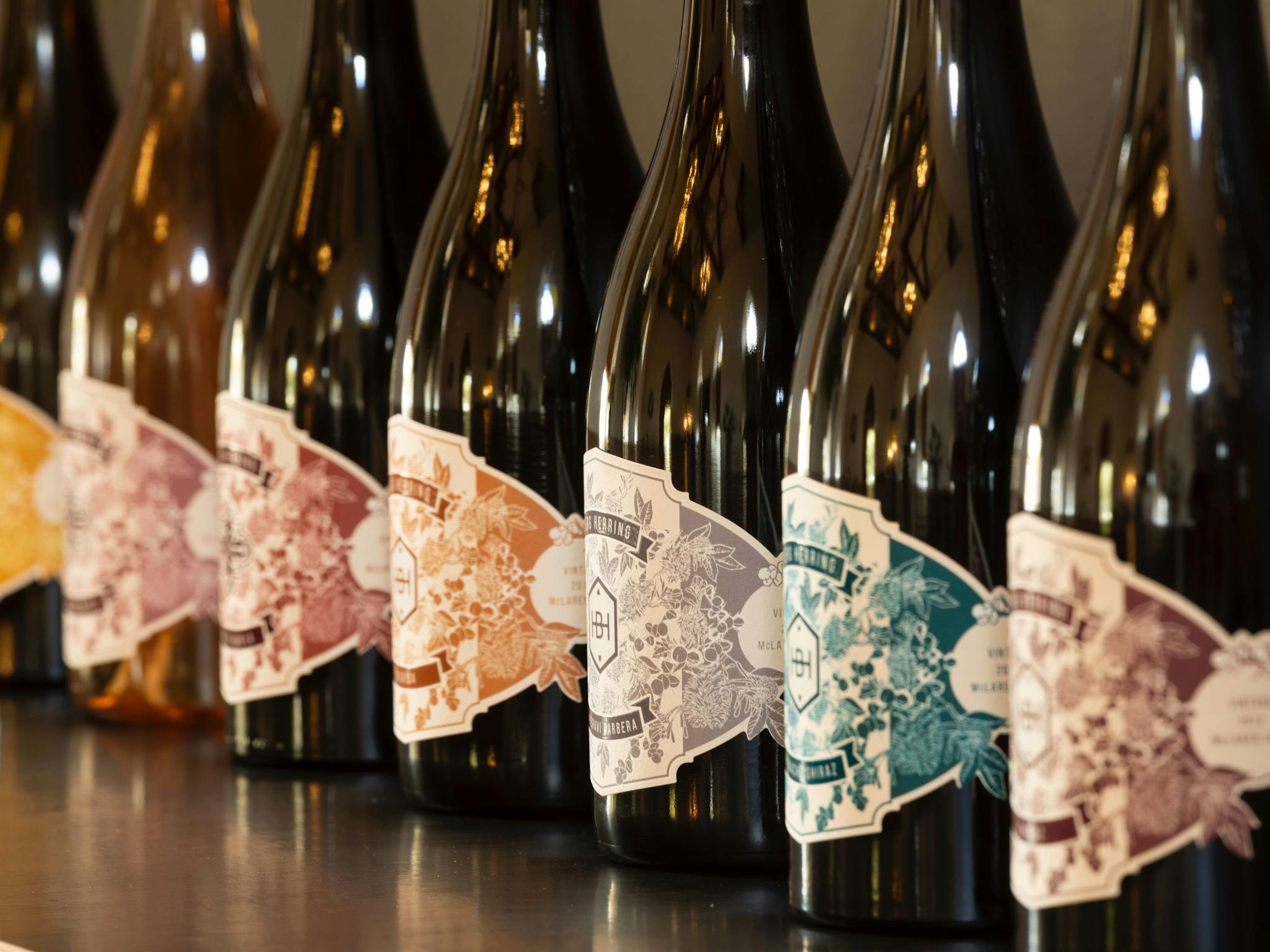 Wine bottle line up