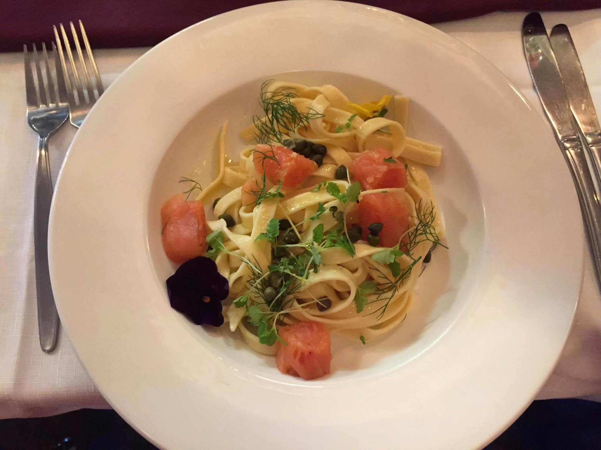 Smoked salmon with locally made Pasta Adele at The Whitty Cafe
